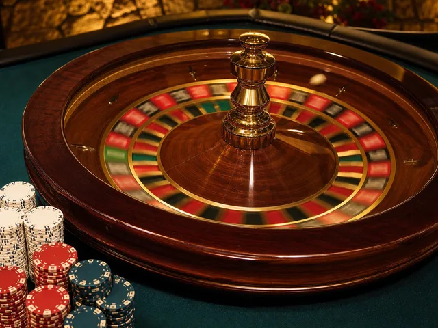 Znak ruleta s numeriranim kolom i kuglicom