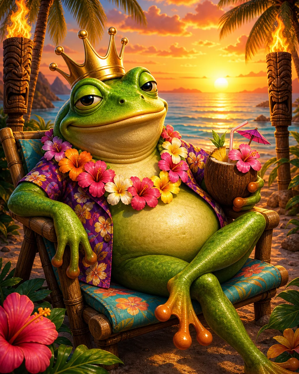 Naslovnica slota Aloha King Elvis s plažom i ukulelom